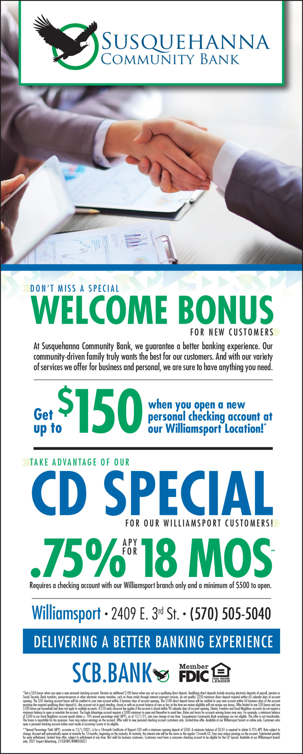 Get up to $150 welcome bonus & check out our 0.75% APY for 18 months CD Special